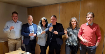 Vasemmalta: Timo Heiman, Jaakko Kaidesoja, Jaana Heiman, Markus Heiman, Outi Lähteenmäki ja Matti Metsälampi