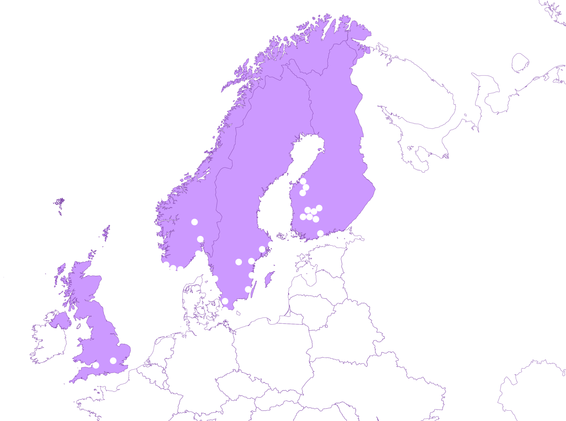 Kartta VIEW Groupin toimipisteistä